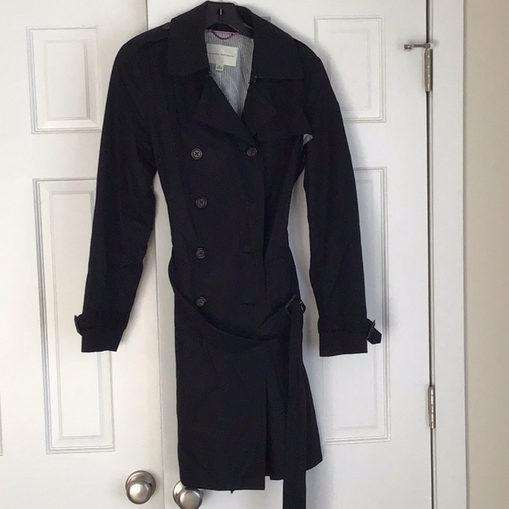 Banana Republic Black Trench Coat with Belted Waist